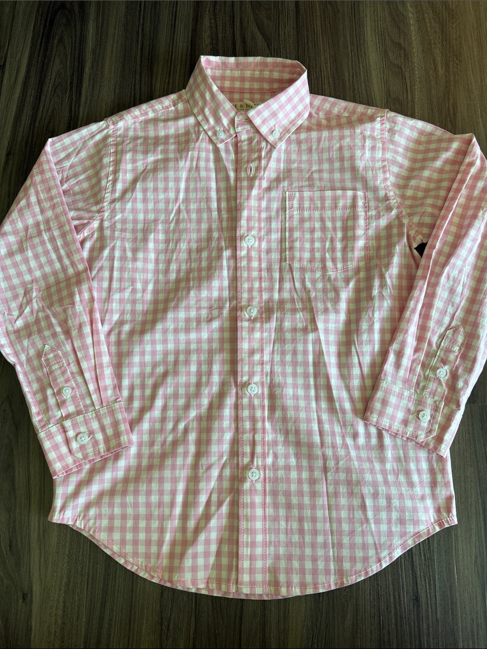 Boys' Pink Gingham Button-Down Shirt Size Medium By Hope & Henry
